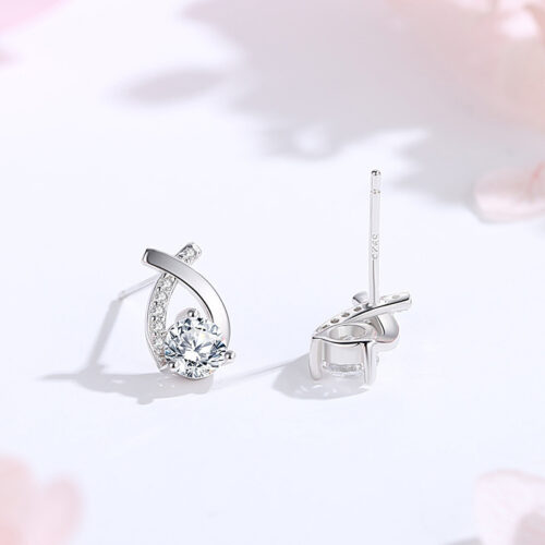 Bông Tai Bạc S925 Khuyên Nụ Đính Đá Sang Trọng HTT018VH Vàng Hồng