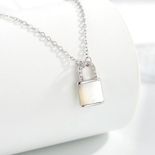 Dây Chuyền Bạc S925 Mặt Khóa Nhỏ Xinh Đính Đá Zircon Tinh Tế HTT005VH Vàng Hồng