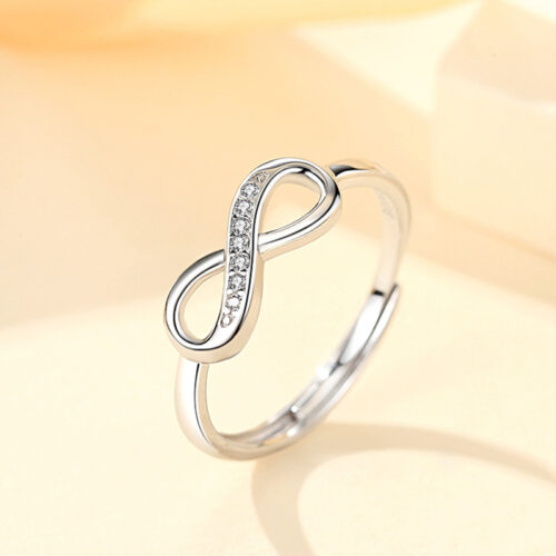 Nhẫn Bạc Nữ S925 Mẫu Vòng Vô Cực Đính Đá Tinh Xảo HTT030