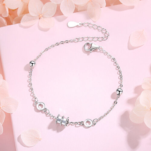 Lắc Tay Bạc S925 Charm Bánh Xe May Mắn – Thiết Kế Thanh Lịch HTT050VH Vàng Hồng