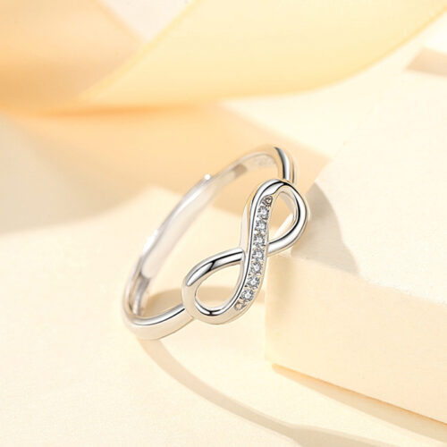 Nhẫn Bạc Nữ S925 Mẫu Vòng Vô Cực Đính Đá Tinh Xảo HTT030