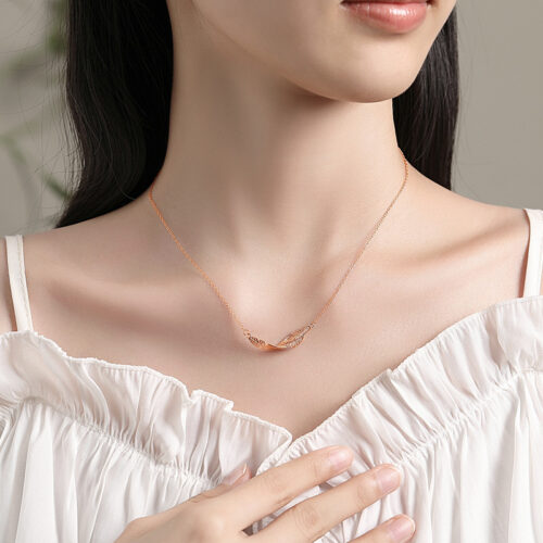 Dây Chuyền Bạc S925 Thiết Kế Lông Vũ Đính Đá Zircon Con Cá Tính HTT033T Trắng