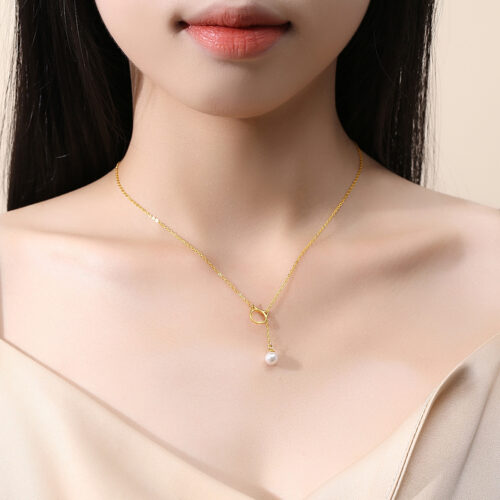 Dây Chuyền Bạc S925 Mẫu Tai Mèo Phối Ngọc Trai Cá Tính HTT045T Trắng