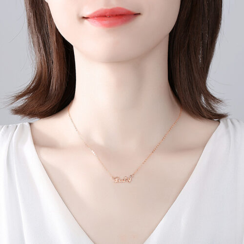 Dây Chuyền Bạc Nữ S925 Chữ Lucky May Mắn – Phong Cách Trẻ Trung Hiện Đại HTT051T Trắng