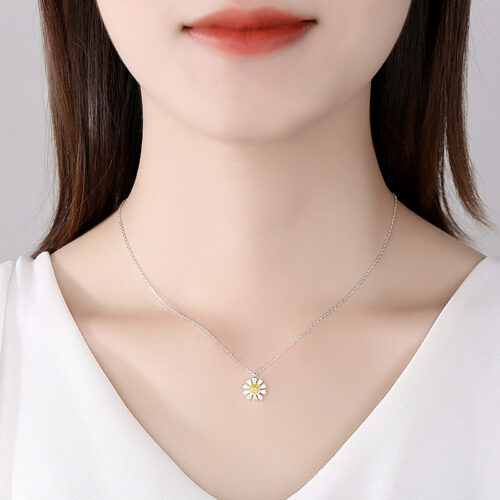 Dây Chuyền Bạc S925 Mẫu Hoa Cúc Họa Mi Trẻ Trung Xinh Xắn HTT038
