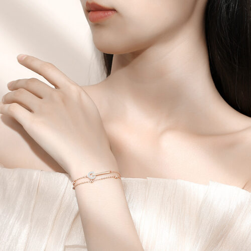 Lắc Tay Bạc S925 Đính Đá Zircon Thiết Kế Tinh Xảo – Trẻ Trung HTT044T Trắng