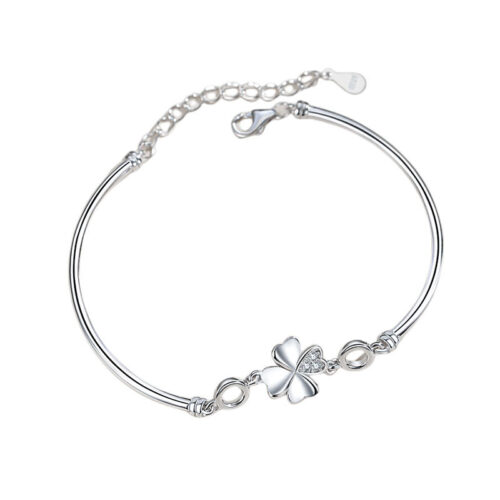 Lắc Tay Bạc S925 Cỏ Bốn Lá May Mắn Đính Đá Zircon Cao Cấp HTT048VH Vàng Hồng