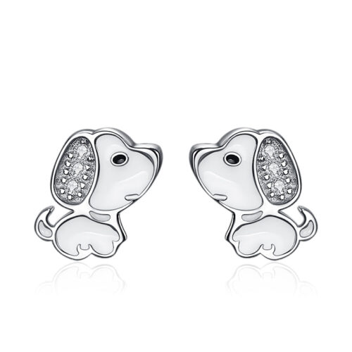 Bông Tai Bạc S925 Mẫu Chó Con Đính Đá Cá Tính HTT008