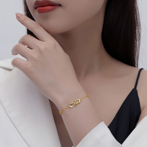 Lắc Tay Bạc S925 Nữ Mẫu Trái Tim Vô Cực Cá Tính HTT019T Trắng