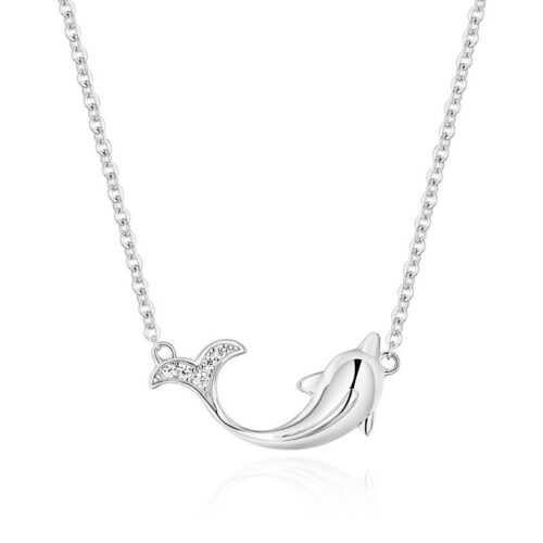 Dây Chuyền Bạc S925 Mẫu Cá Heo Đính Đá Zircon Cá Tính HTT029VH Vàng Hồng