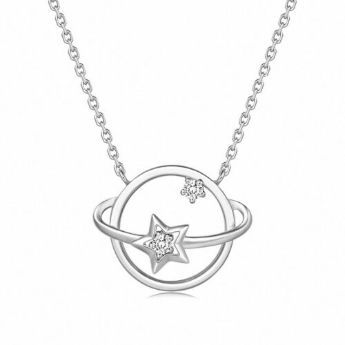Dây Chuyền Bạc S925 Mẫu Hành Tinh Và Ngôi Sao Đính Đá Zircon Tinh Xảo HTT034VH Vàng Hồng
