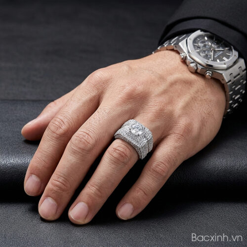 Nhẫn Bạc Nam S925 – Đính Đá Sang Trọng – Phong Cách Lịch Lãm Hiện Đại HSX006