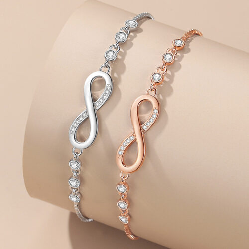 Vòng Tay Bạc Nữ S925 Thiết Kế Vô Cực Đính Đá Zircon Cao Cấp Sang Trọng HTT064T Trắng