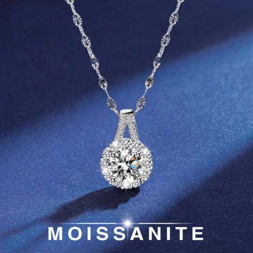 Dây Chuyền Bạc S925 Nữ Đính Kim Cương Moissanite Đa Sắc Màu Tự Tin Tỏa Sáng HTT239D Đen