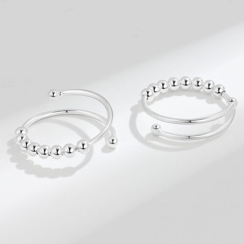 Nhẫn Bạc Nữ S925 Bi Xoay Thiết Kế Hở Độc Đá Phong Cách Trẻ Trung Hiện Đại HTT073