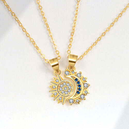 Dây Chuyền Bạc Nữ S925 Mặt Trời & Mặt Trăng – Biểu Tượng Của Ánh Sáng Và Tình Yêu HTT076AT Mặt Trăng Trắng