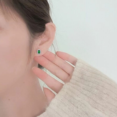 Bông Tai Bạc Nữ S925 Đính Đá Cao Cấp – Đa Màu Hợp Mệnh HTT093D Đỏ