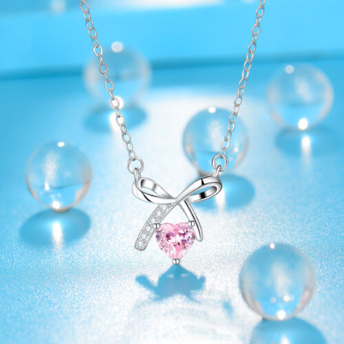 Dây Chuyền Bạc S925 Mặt Nơ Đính Đá Zircon Thiết Kế Trẻ Trung Hiện Đại HTT180T Trắng