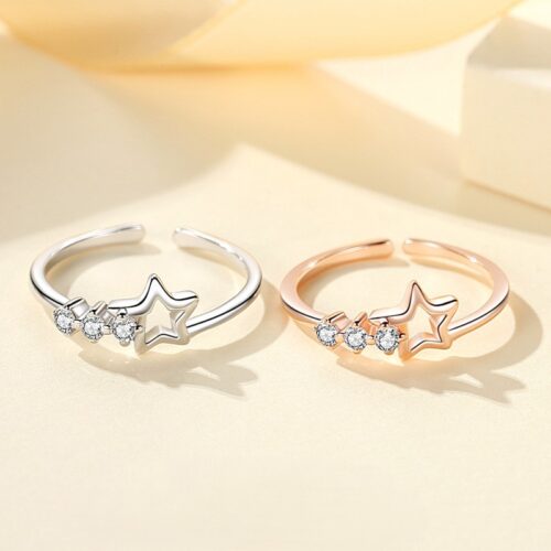 Nhẫn Bạc Nữ S925 Mẫu Ngôi Sao Băng Đính Đá Zircon Sang Trọng Trẻ Trung HTT061T Trắng