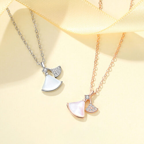 Dây Chuyền Bạc Nữ S925 Quạt Xòe Sang Trọng – Phong Cách Hiện Đại HTT062T Trắng