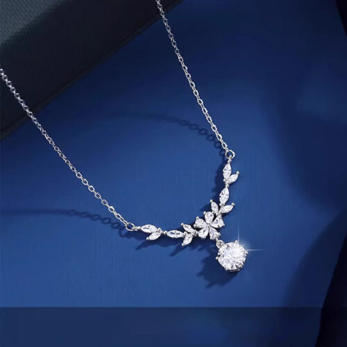 Dây Chuyền Bạc S925 Nữ Đính Kim Cương Moissanite 1 Carat Tinh Xảo HTT189