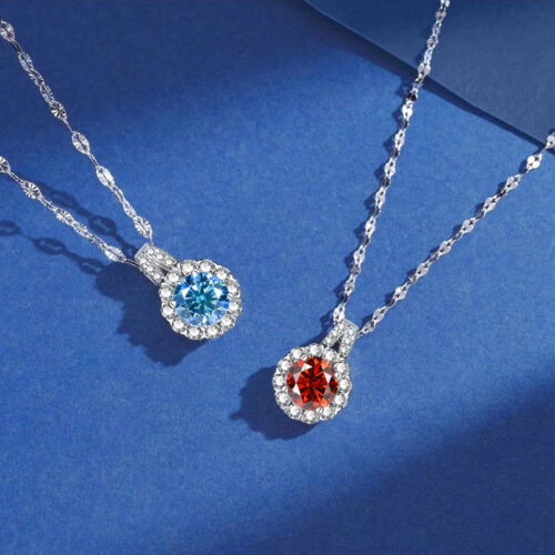 Dây Chuyền Bạc S925 Nữ Đính Kim Cương Moissanite Đa Sắc Màu Tự Tin Tỏa Sáng HTT239D Đen