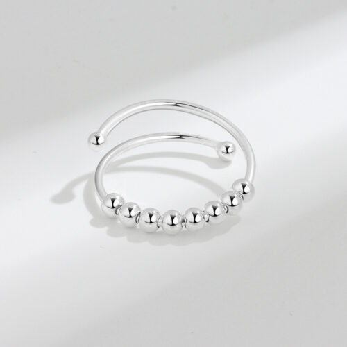 Nhẫn Bạc Nữ S925 Bi Xoay Thiết Kế Hở Độc Đá Phong Cách Trẻ Trung Hiện Đại HTT073