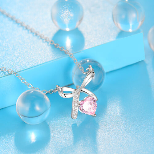 Dây Chuyền Bạc S925 Mặt Nơ Đính Đá Zircon Thiết Kế Trẻ Trung Hiện Đại HTT180T Trắng
