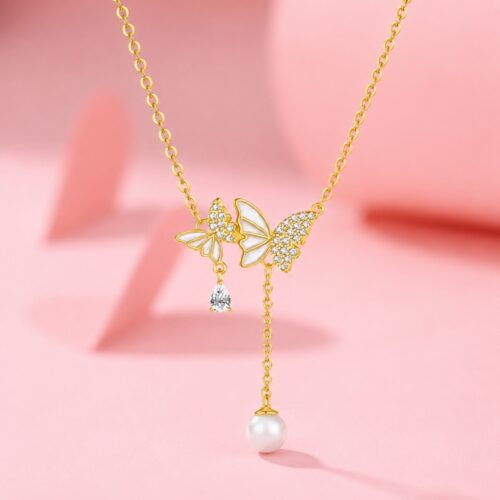 Dây Chuyền Hồ Điệp Bạc S925 Đính Đá Quý Zircon Sáng Lấp Lánh HTT196T Trắng
