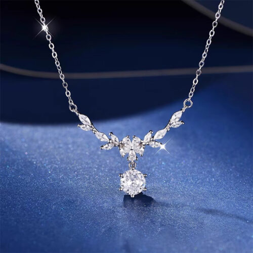 Dây Chuyền Bạc S925 Nữ Đính Kim Cương Moissanite 1 Carat Tinh Xảo HTT189