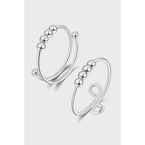 Nhẫn Bạc Nữ S925 Bi Xoay Thiết Kế Hở Độc Đá Phong Cách Trẻ Trung Hiện Đại HTT074AV Vàng
