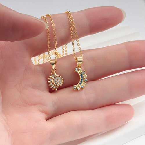 Dây Chuyền Bạc Nữ S925 Mặt Trời & Mặt Trăng – Biểu Tượng Của Ánh Sáng Và Tình Yêu HTT076AT Mặt Trăng Trắng