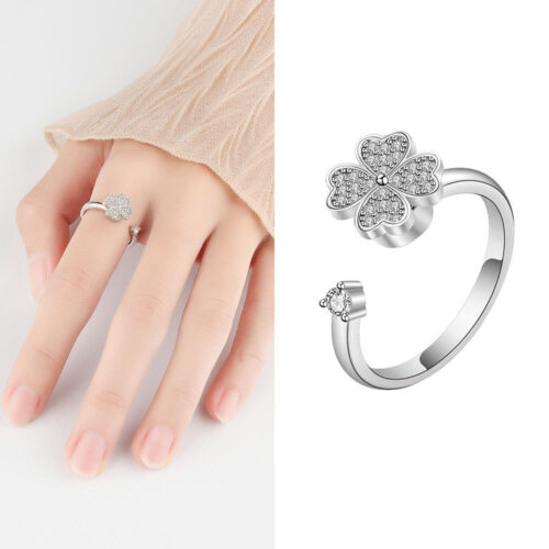 Nhẫn Bạc Nữ S925 Đính Đá Zircon Cao Cấp – Thiết Kế Hở Thông Minh HTT080AT Trắng