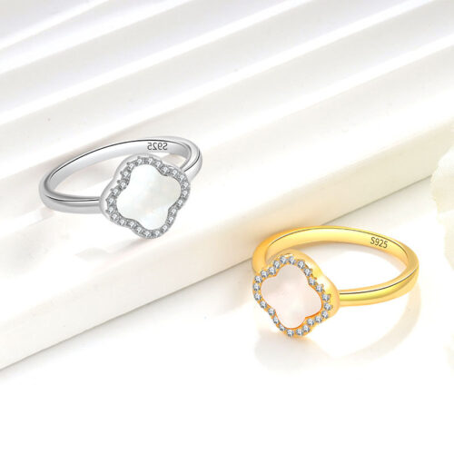 Nhẫn Bạc Nữ S925 Cỏ Bốn Lá – Đính Đá Đa Màu Hợp Mệnh Sang Trọng HTT086RT Trắng Phối Đỏ