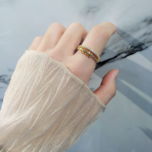 Nhẫn Bạc Nữ S925 Đính Đá Thiết Kế Xoay Độc Đáo HTT098T Trắng