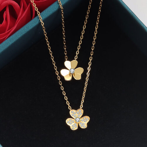 Dây Chuyền Bạc Nữ S925 Cỏ Ba Lá Đính Đá Thiết Kế Trẻ Trung HTT111T2 Trắng