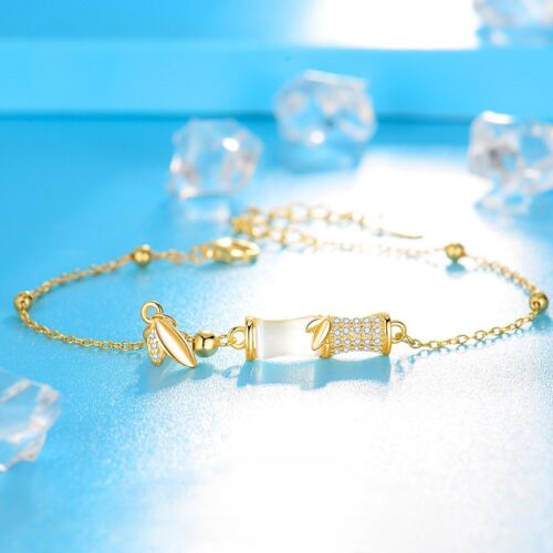Vòng Tay Bạc S925 Đính Đá Quý – Thiết Kế Ống Tre Độc Đáo HTT199T1 Trắng Đính Đá