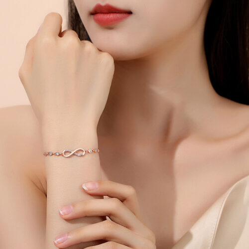 Vòng Tay Bạc Nữ S925 Thiết Kế Vô Cực Đính Đá Zircon Cao Cấp Sang Trọng HTT064T Trắng