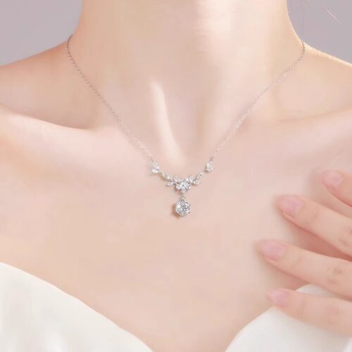 Dây Chuyền Bạc S925 Nữ Đính Kim Cương Moissanite 1 Carat Tinh Xảo HTT189