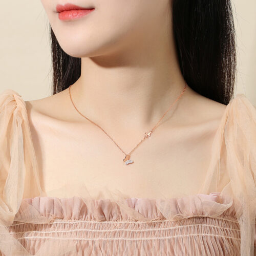 Dây Chuyền Bạc Nữ S925 Hồ Điệp – Đính Đá Zircon Cao Cấp Thiết Kế Trẻ Trung HTT065T Trắng