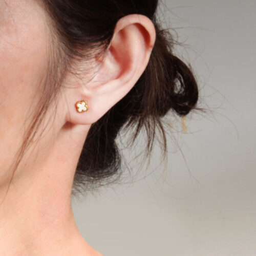 Bông Tai Bạc Nữ S925 Cỏ Bốn Lá May Mắn – Sang Trọng Cá Tính HTT072T Trắng