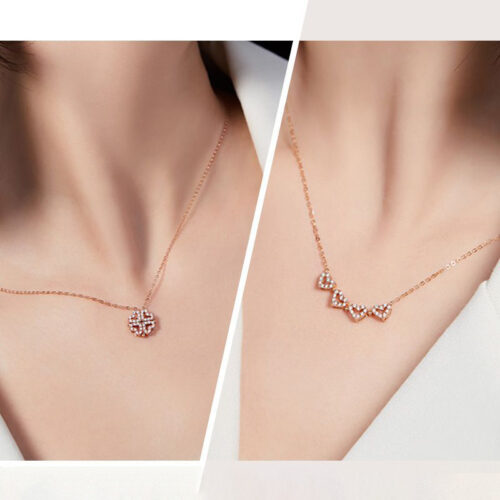 Dây Chuyền Trái Tim Cỏ 4 Lá Bạc S925 Đính Đá Quý HTT198T Trắng