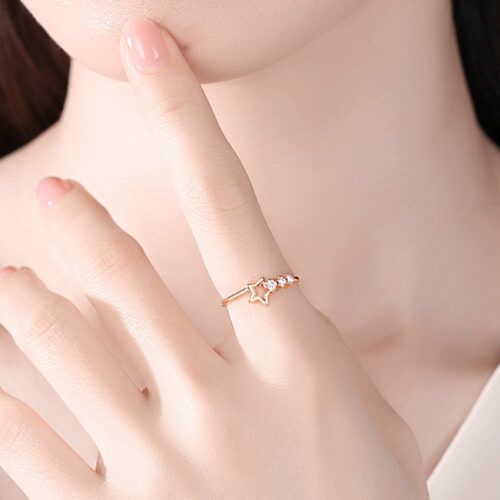Nhẫn Bạc Nữ S925 Mẫu Ngôi Sao Băng Đính Đá Zircon Sang Trọng Trẻ Trung HTT061T Trắng
