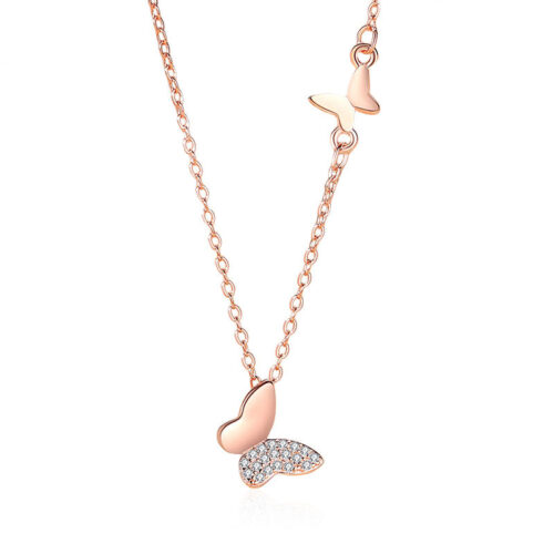 Dây Chuyền Bạc Nữ S925 Hồ Điệp – Đính Đá Zircon Cao Cấp Thiết Kế Trẻ Trung HTT065T Trắng