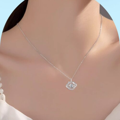 Dây Chuyền Hành Tinh Bạc S925 Đính Đá Quý Zircon Xinh Xắn HTT194X Xanh