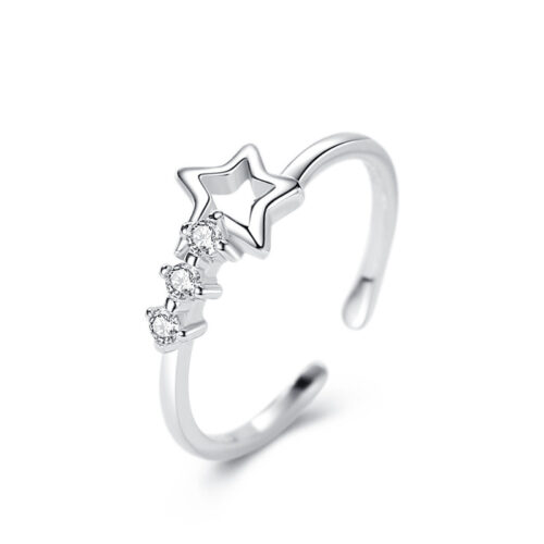 Nhẫn Bạc Nữ S925 Mẫu Ngôi Sao Băng Đính Đá Zircon Sang Trọng Trẻ Trung HTT061T Trắng