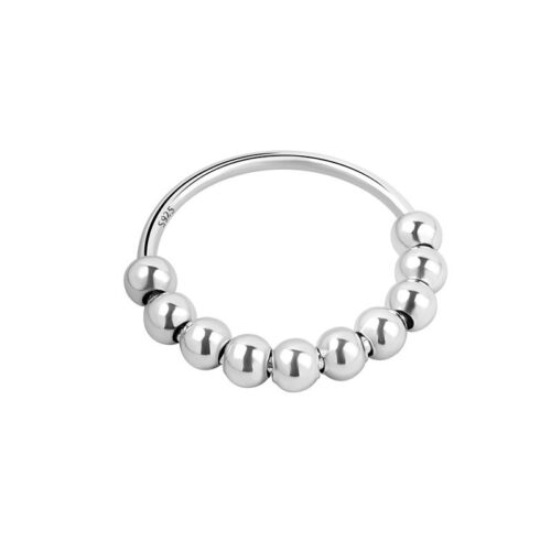 Nhẫn Bạc Nữ S925 Chuỗi Bi Xoay – Tối Giản Thanh Lịch HTT066T Trắng