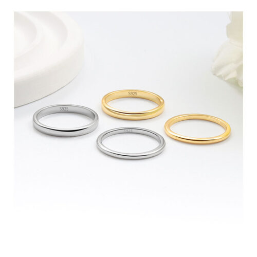 Nhẫn Bạc Nữ S925 Trơn Tối Giản Sang Trọng HTT067A2V Vàng Bản Hẹp