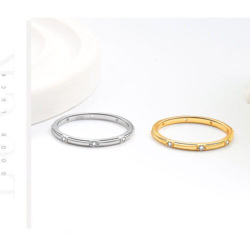 Nhẫn Bạc Nữ S925 Đính Đá Sang Trọng Tinh Tế HTT067FV Vàng