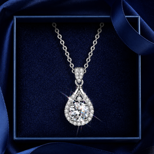 Dây Chuyền Bạc S925 Nữ Đính Kim Cương Moissanite 1 Carat Đa Sắc Màu Sang Trọng HTT240D Đen